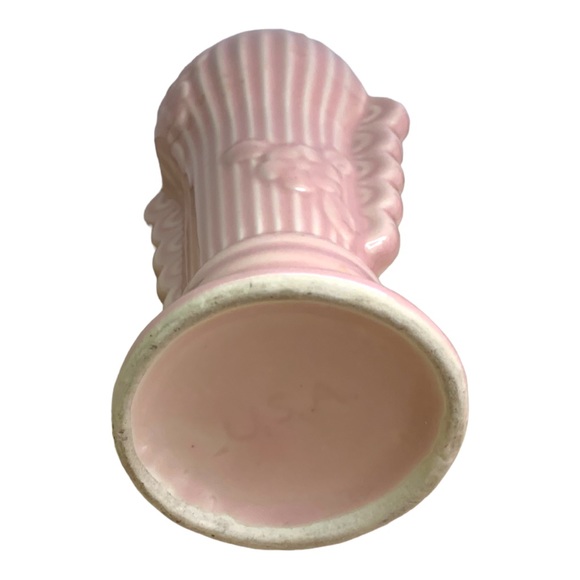 VTG 40’s-50’s Pink Floral Mottled Pottery Flower Vase Marked Midcentury Art Deco - Picture 6 of 8